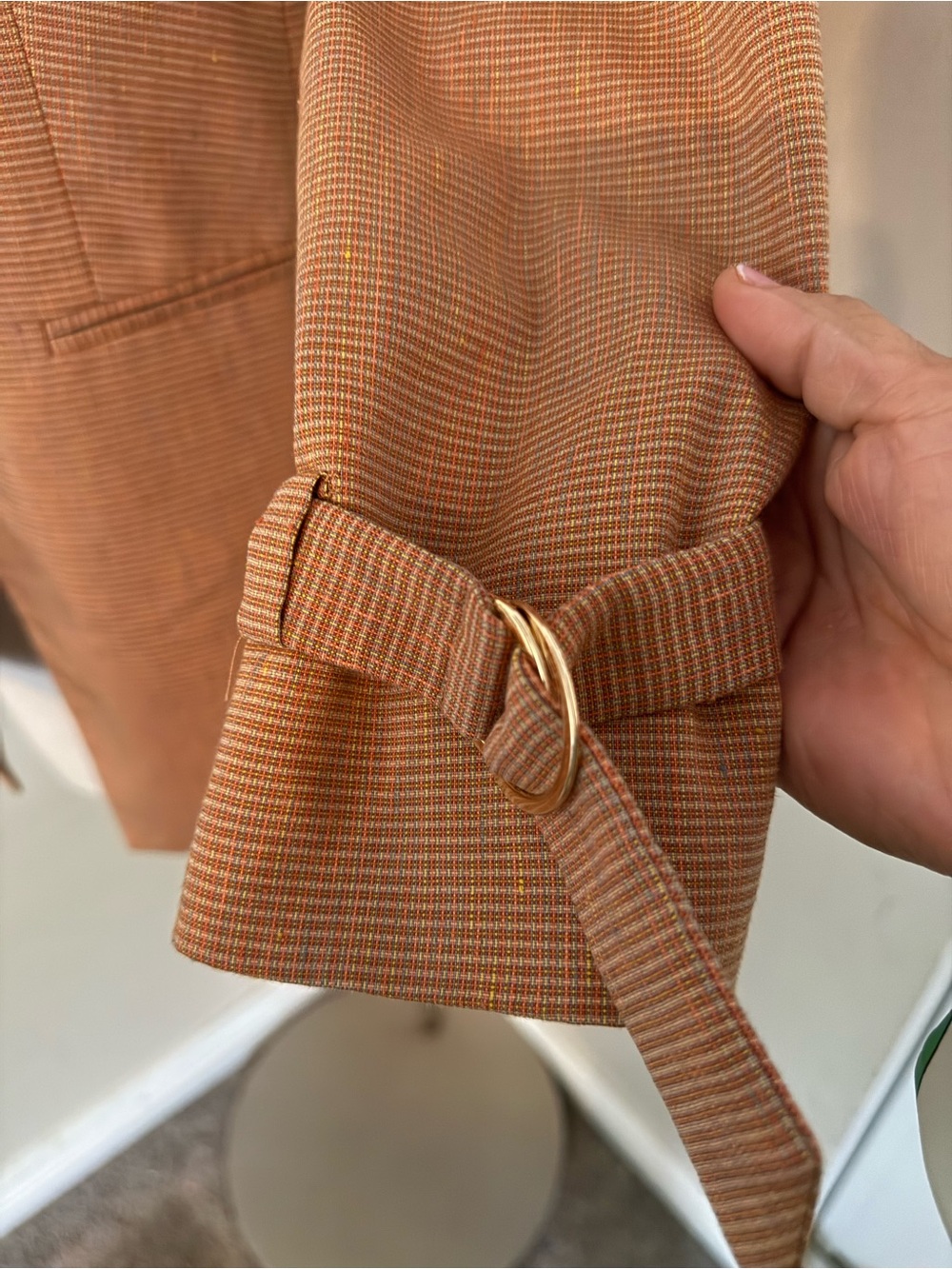 Veronica Beard Camel/Tan Single-Button Textured Blazer - Picture 12 of 15